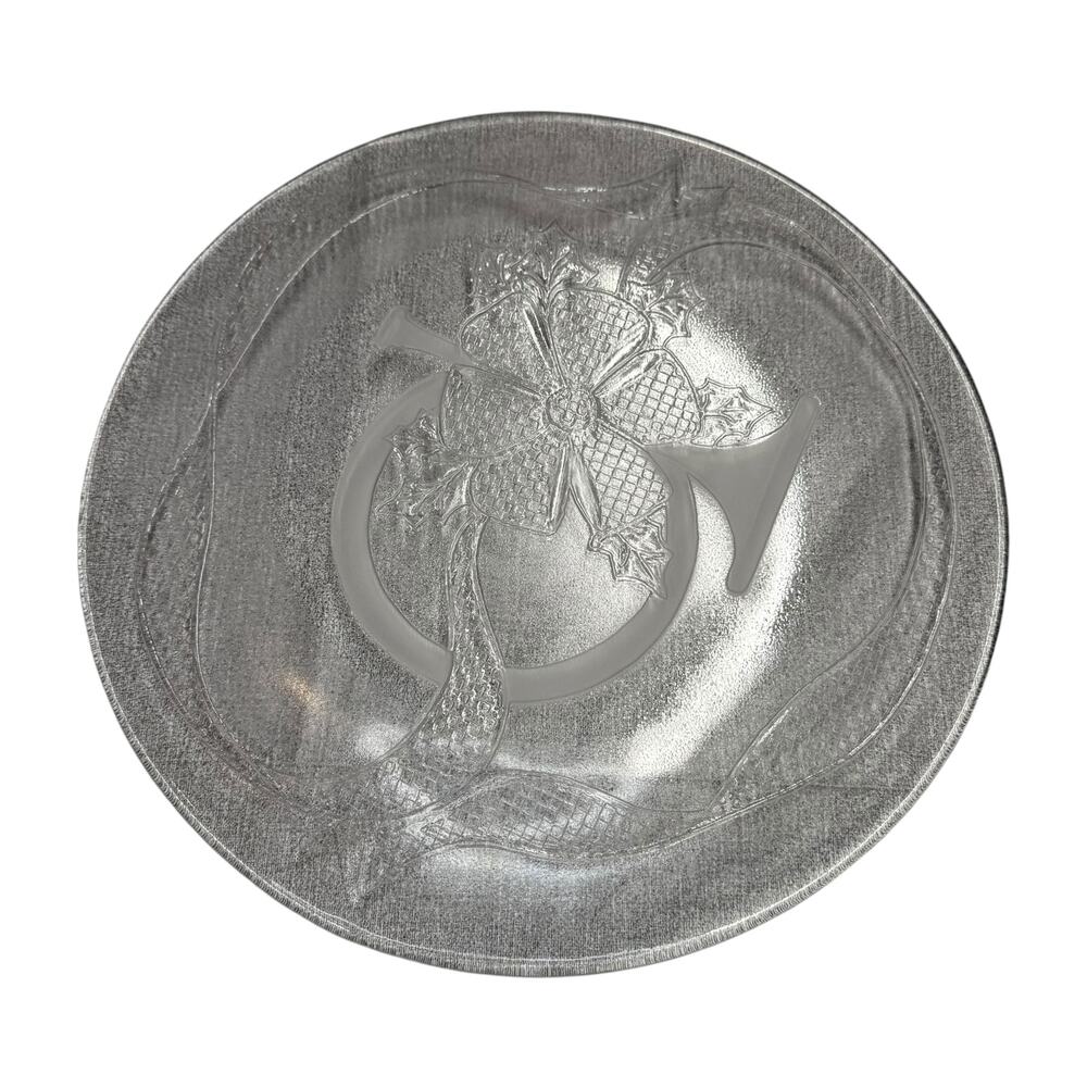 Embossed Aluminum Oval Tray Monogram C Scottish Thistle Silver - Picture 3 of 6